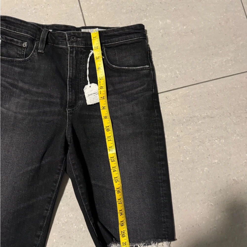 Ag Adriano Goldschmied Black Frayed Hem Denim Chrissy Vintage Bermuda Shorts - Picture 2 of 7